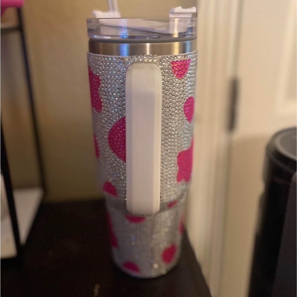 Pink 40oz bling tumbler